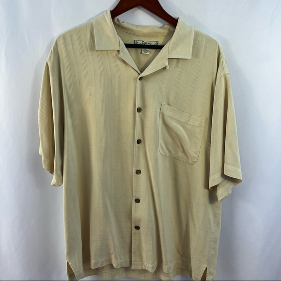 Tommy Bahama Other - TOMMY BAHAMA Shirt 100% Silk Shirt XL Short Sleeve Button Up Hawaiian Beige